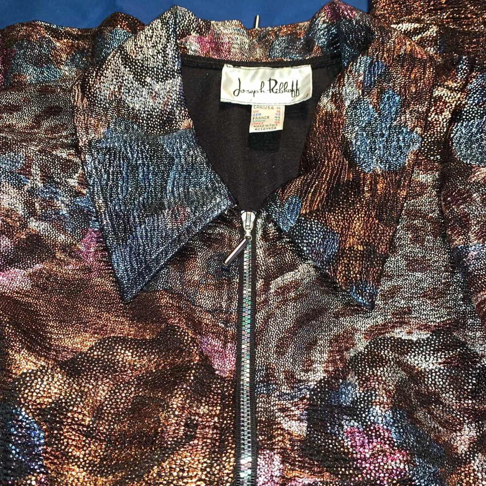 Joseph Ribkoff Metallic Print Zip Front Jacket 14 - Picture 4 of 9
